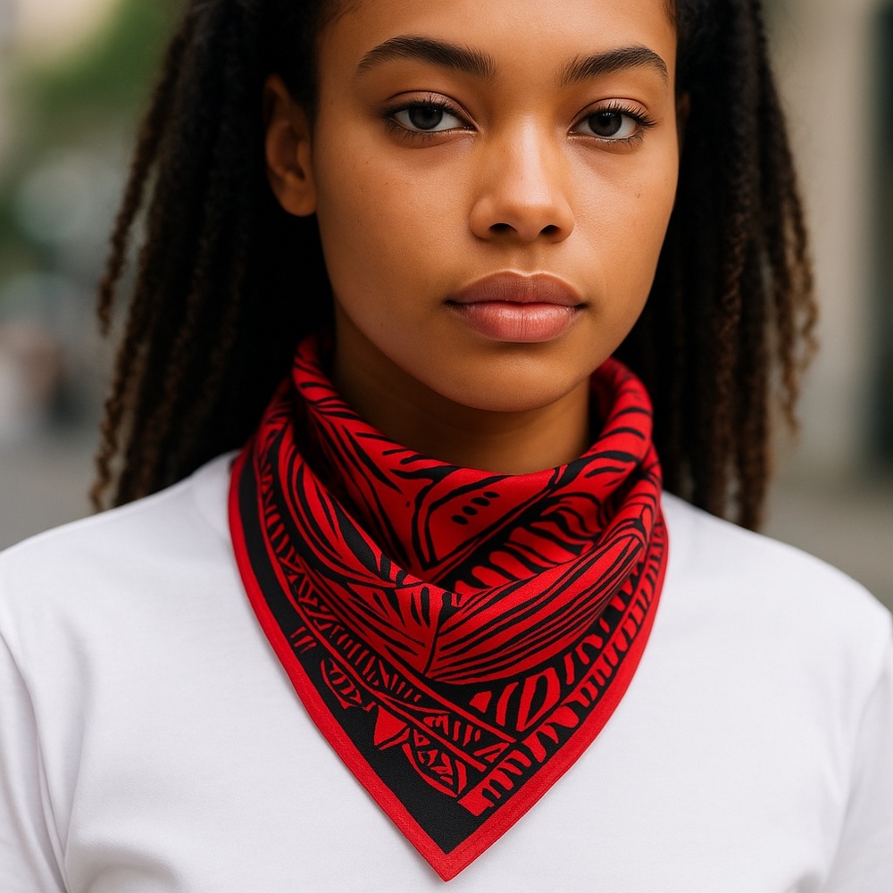 NWT SILKLETTE Impassioned Borderline 100% Fine Silk Kerchief Scarf RED/BLACK